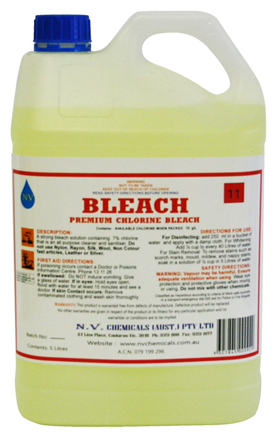 Liquid chlorine bleach, offering the advantages of being a whitener and stain remover for use on cottons, linens and poly cotton. contains chlorine. heavy duty